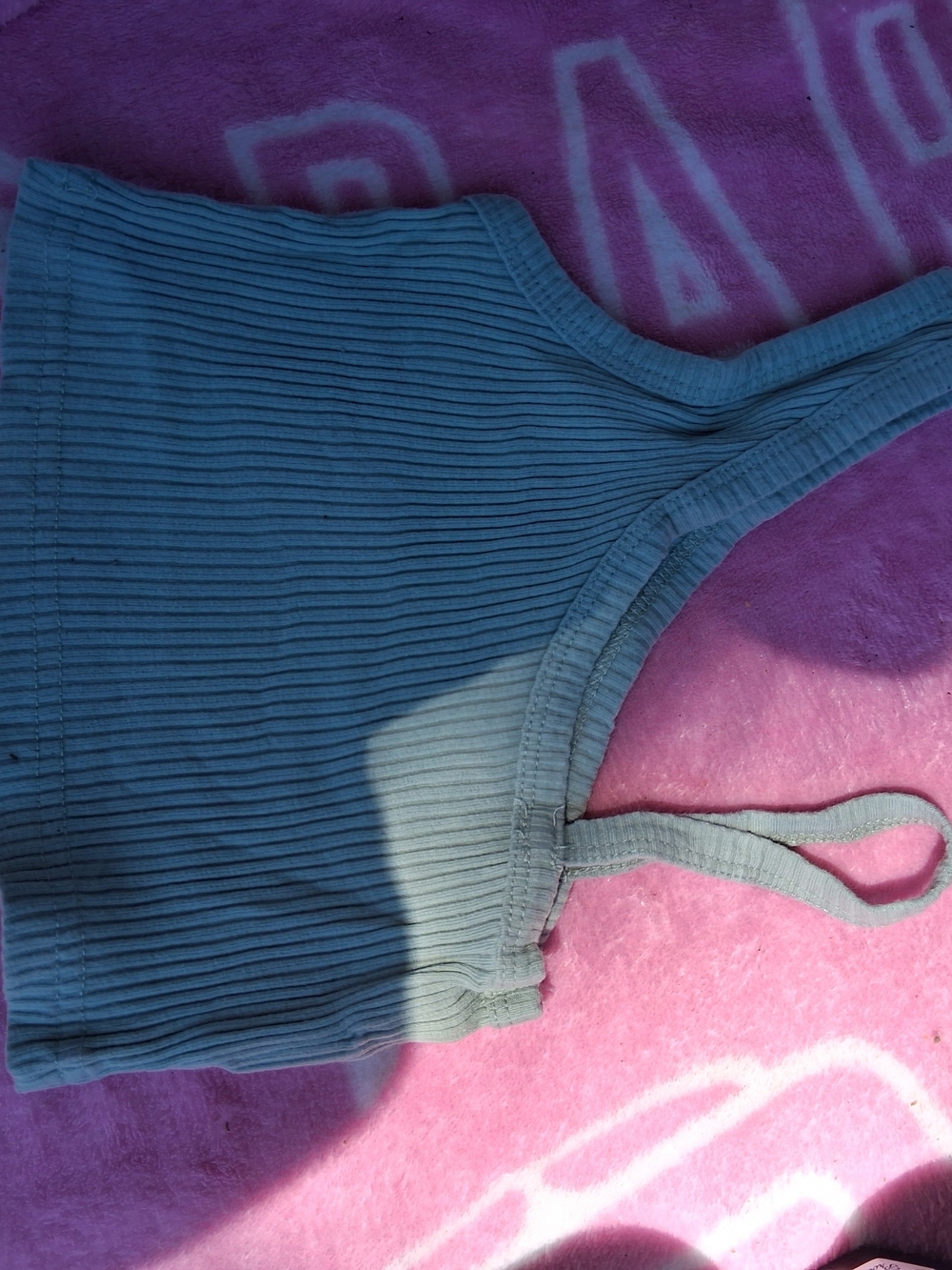SHEIN Ribbed Kids Tank Top - Light Blue
